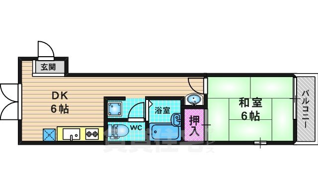 京都市西京区大枝沓掛町のアパートの間取り