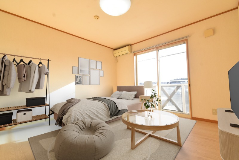 居室・リビング　家具家電はＣＧ加工です。物件に付帯するものではありません