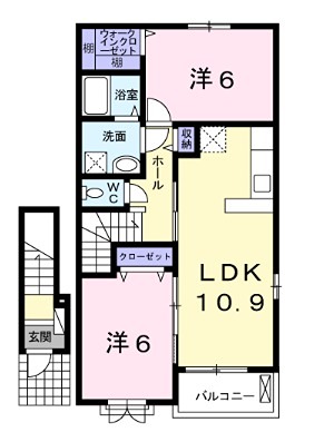 姫路市四郷町東阿保のアパートの間取り