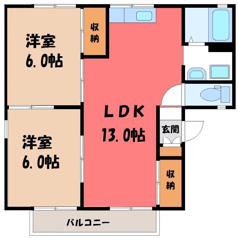 宇都宮市下川俣町のアパートの間取り