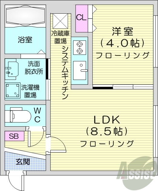 札幌市南区澄川五条のマンションの間取り