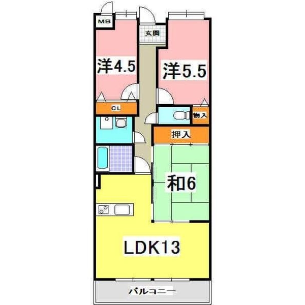 神戸市西区二ツ屋のマンションの間取り