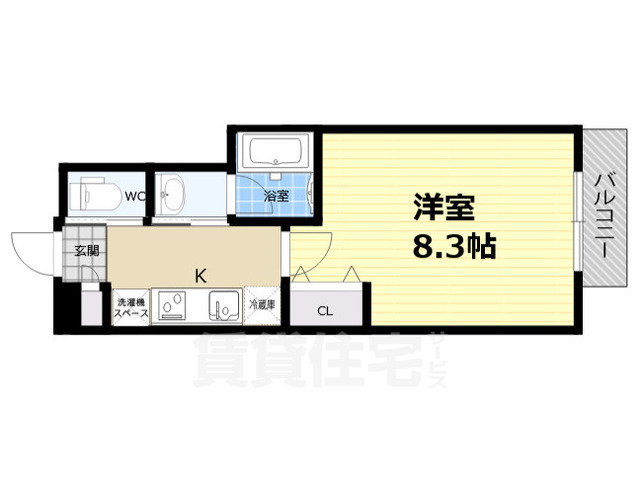 京都市中京区聚楽廻南町のマンションの間取り