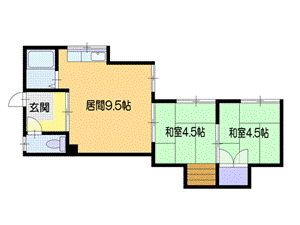 小樽市緑のアパートの間取り