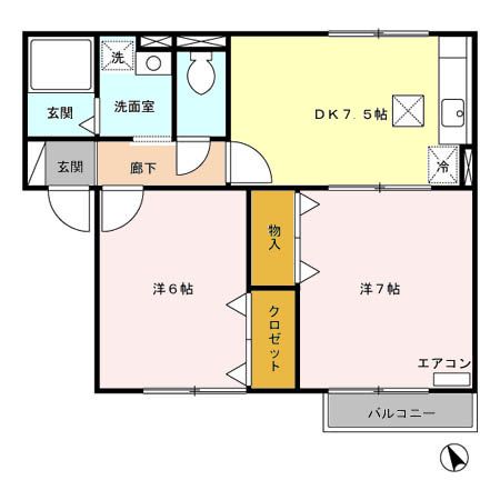 【伊勢市小俣町宮前のアパートの間取り】