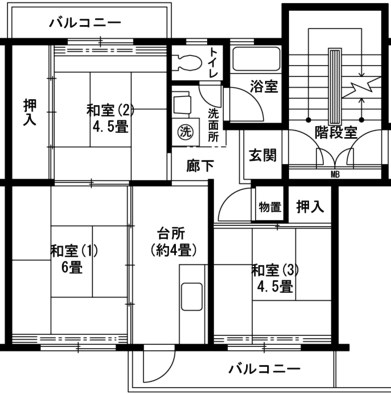 神戸市須磨区北落合のマンションの間取り