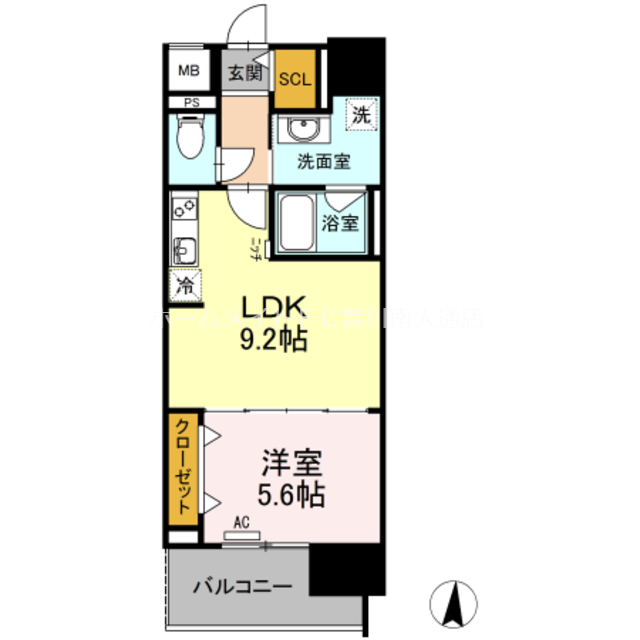 豊橋市東小田原町のマンションの間取り