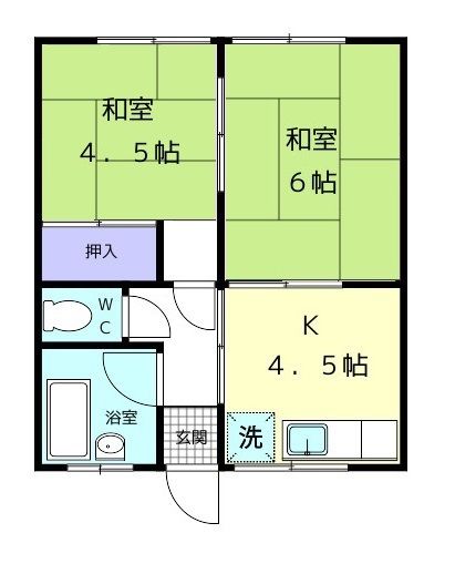 和歌山市内原のアパートの間取り