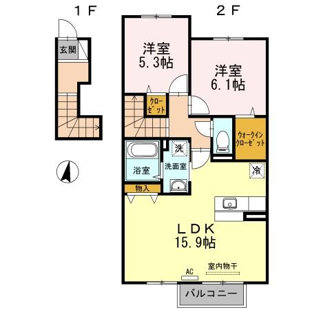 高松市上林町のアパートの間取り