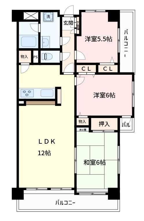 川口市飯塚のマンションの間取り