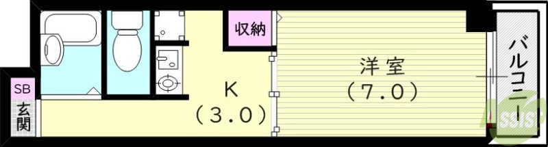 西宮市今津久寿川町のマンションの間取り