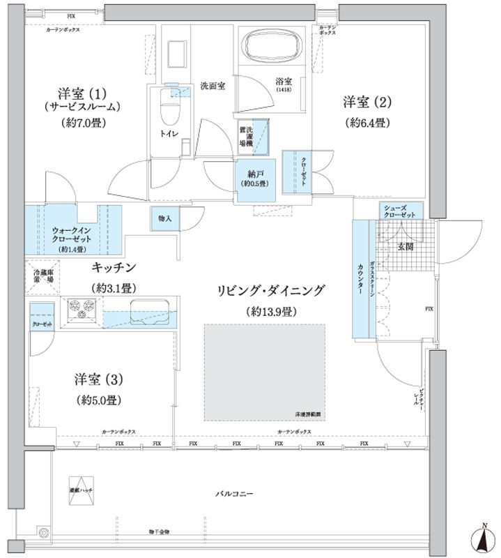 世田谷区砧のマンションの間取り