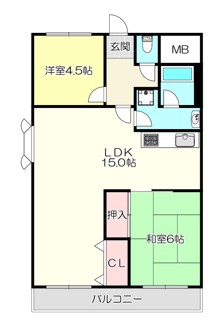 吉田第二大発マンションの間取り