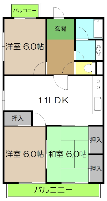 潮江ハイツの間取り