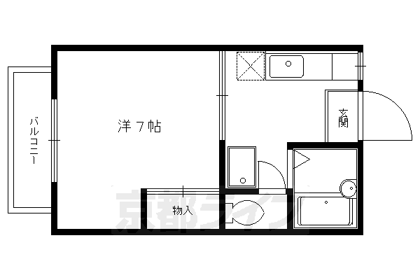 京都市上京区北猪熊町のアパートの間取り