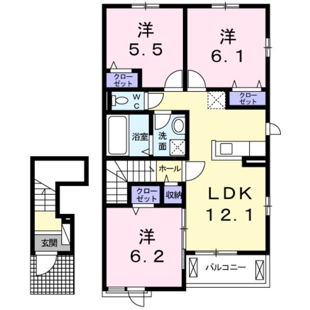 愛甲郡愛川町中津のアパートの間取り