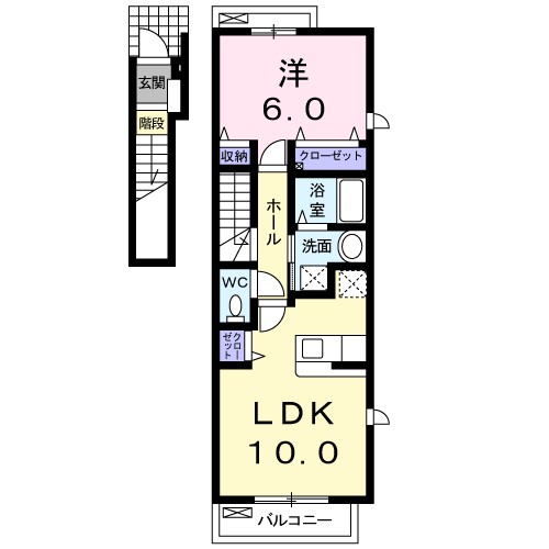 熊本市東区西原のアパートの間取り