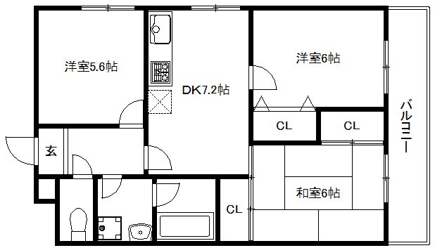 京都市伏見区竹田段川原町のマンションの間取り