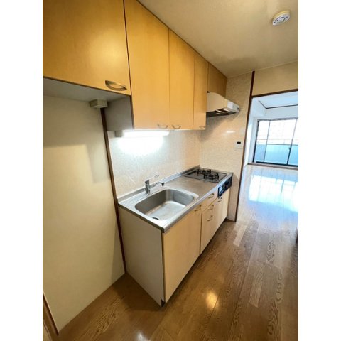 キッチン　２口ガスコンロ・グリル付きシステムキッチン