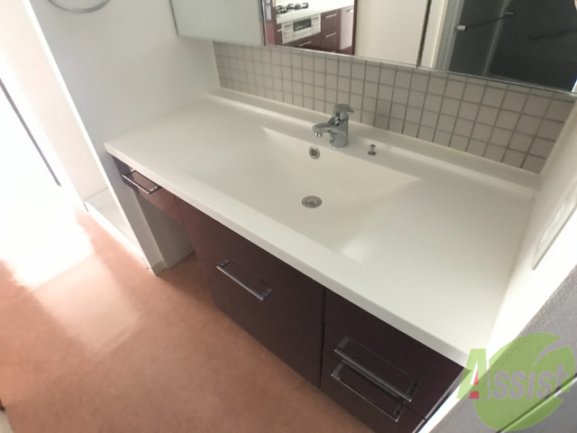 洗面設備　朝の支度ができる、洗面台も付いておりますね