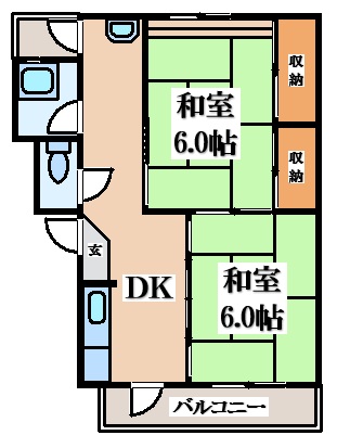 阪急宝塚線 池田駅 徒歩20分 4階建 築57年の間取り写真