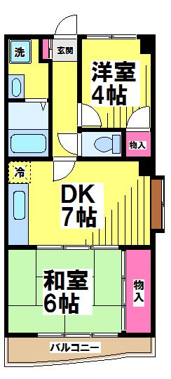 京王相模原線 京王多摩川駅 徒歩3分 5階建 築38年の間取り写真