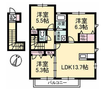 シャーメゾンカルミアAの間取り