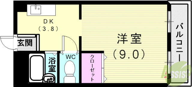 神戸市垂水区城が山のマンションの間取り