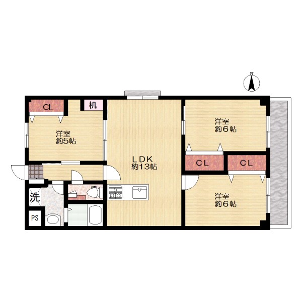 堺市中区深井清水町のマンションの間取り