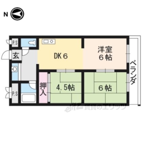 京都市北区西賀茂柿ノ木町のマンションの間取り