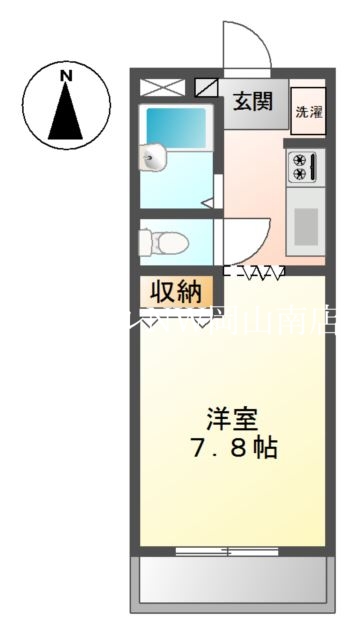 岡山市北区平田のアパートの間取り