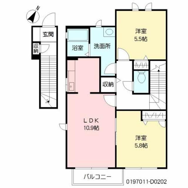 シャーメゾン朽網　Ｄ棟の間取り