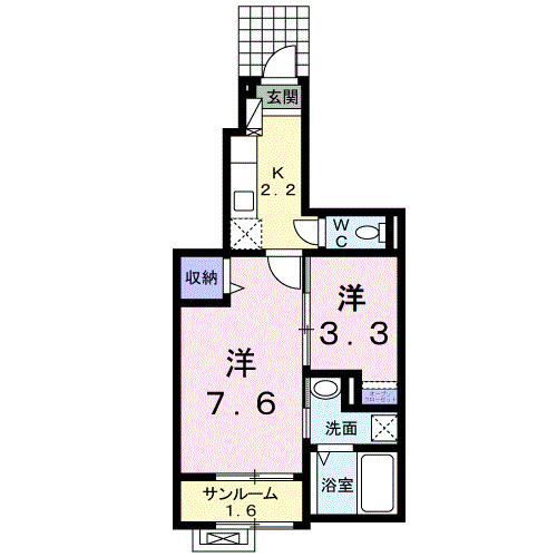 富山市新庄北町のアパートの間取り