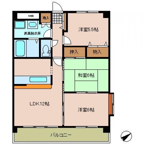 広島市安佐南区山本のマンションの間取り