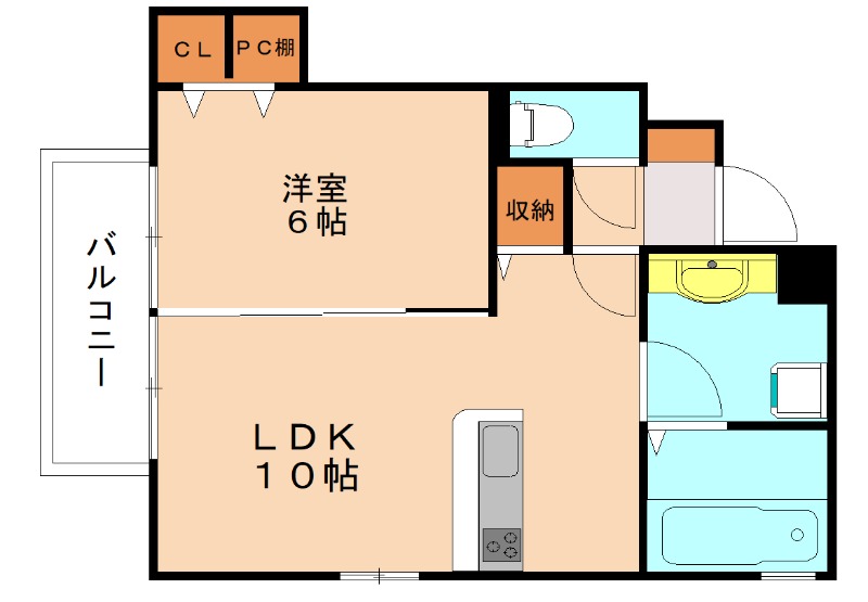 北九州市小倉北区上富野のアパートの間取り