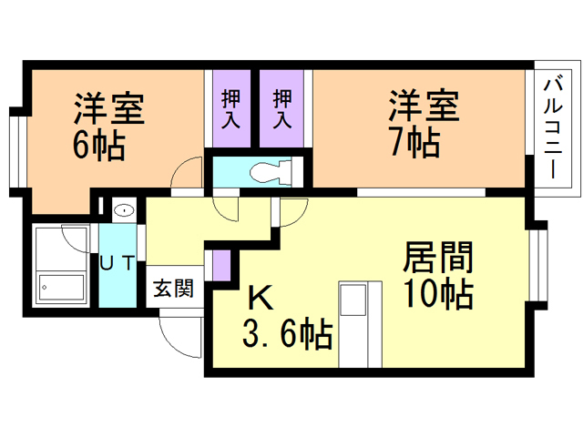 苫小牧市のぞみ町のアパートの間取り