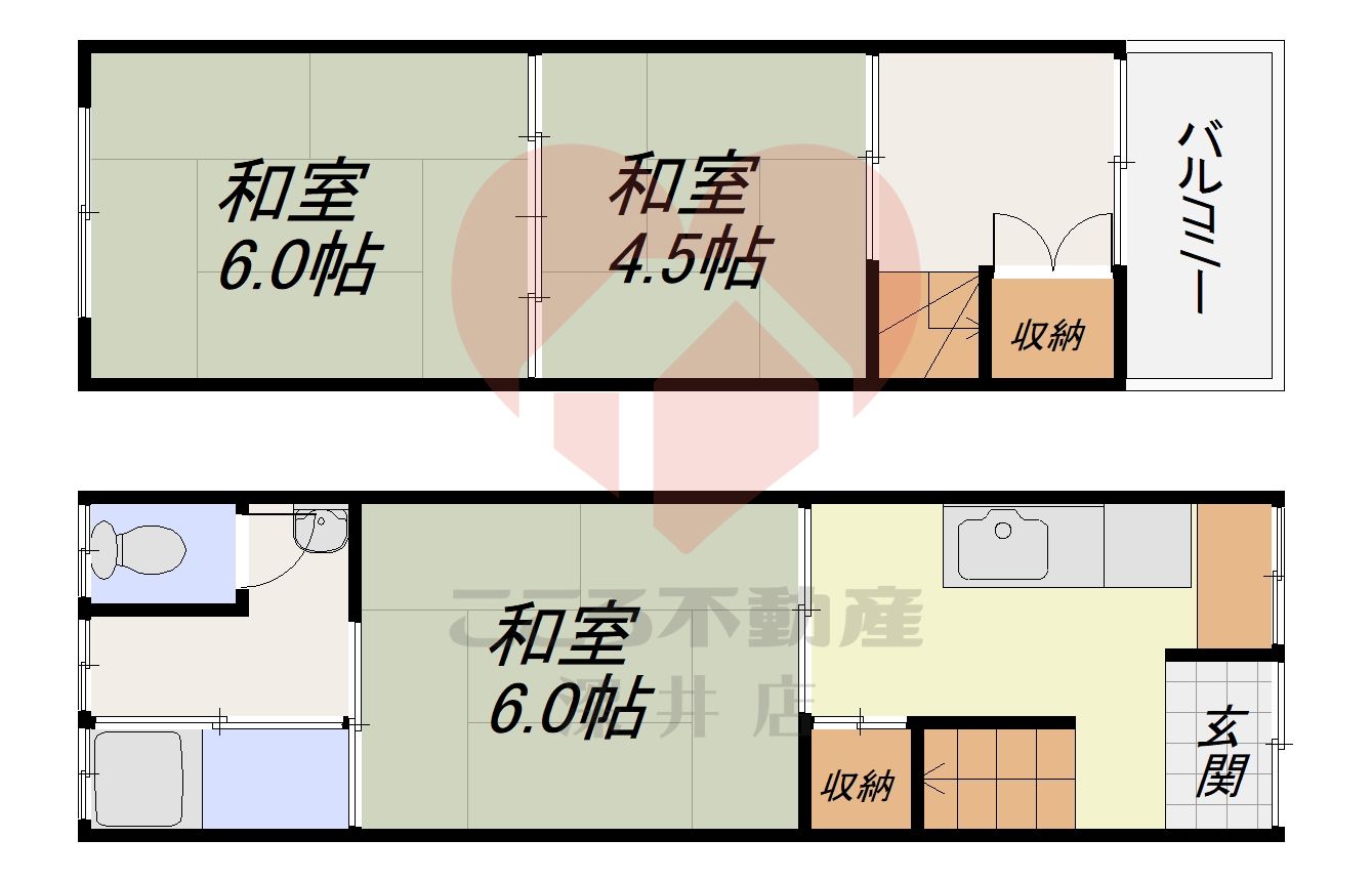 大阪市生野区中川西３丁目貸家の間取り