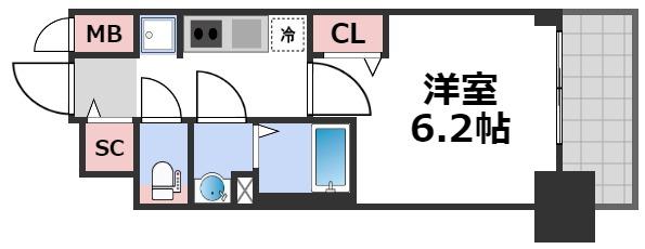 プレサンス堺筋本町ディスティニーの間取り