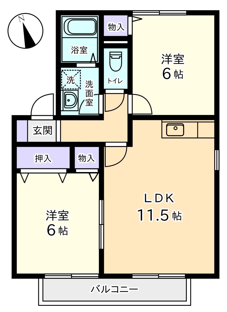 甲斐市下今井のアパートの間取り