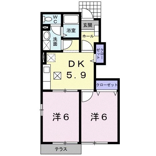 直方市大字頓野のアパートの間取り