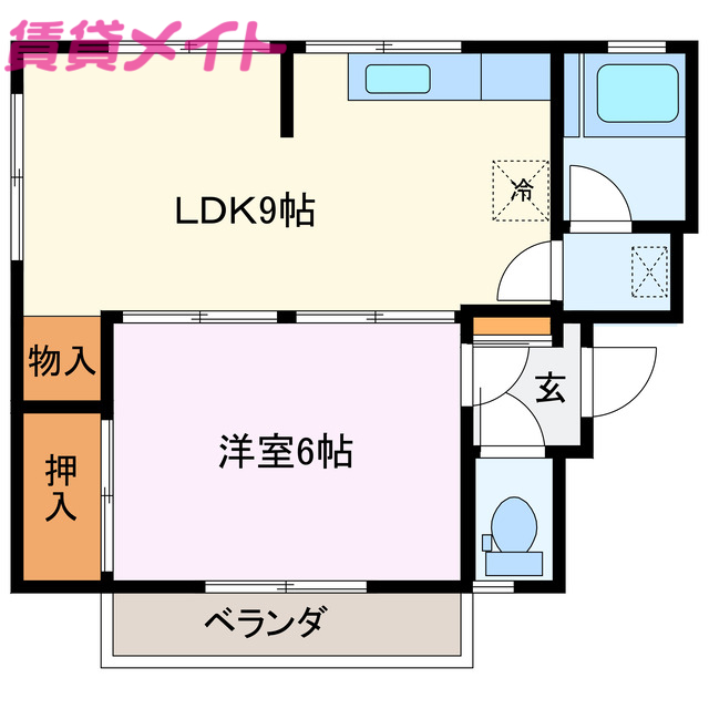 伊勢市勢田町のマンションの間取り