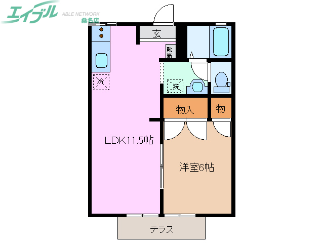 桑名市大字播磨のアパートの間取り