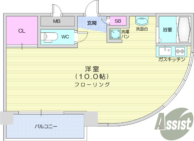 仙台市青葉区国分町のマンションの間取り