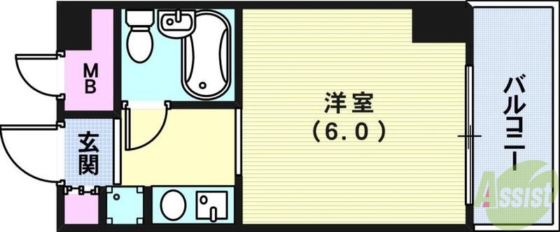 神戸市中央区御幸通のマンションの間取り