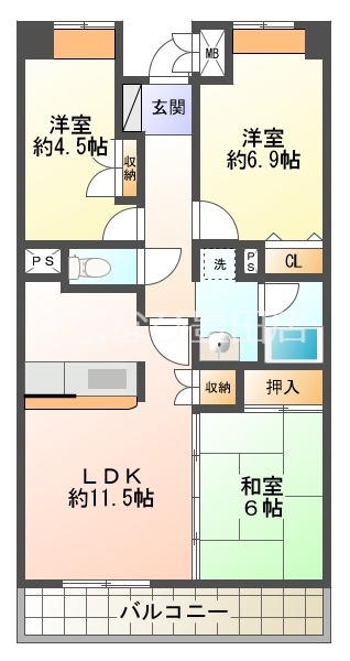 ビレッジハウス京ケ峰タワーの間取り