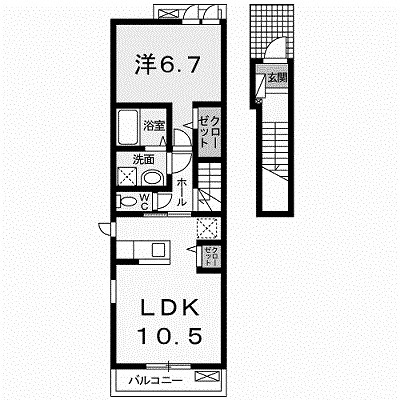 館林市大手町のアパートの間取り