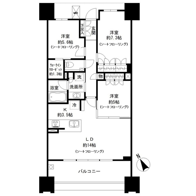 ザ・パークハウス名古屋（ブリリアントスクエア棟）の間取り