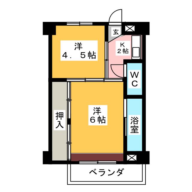 ビレッジハウス関　２号棟の間取り