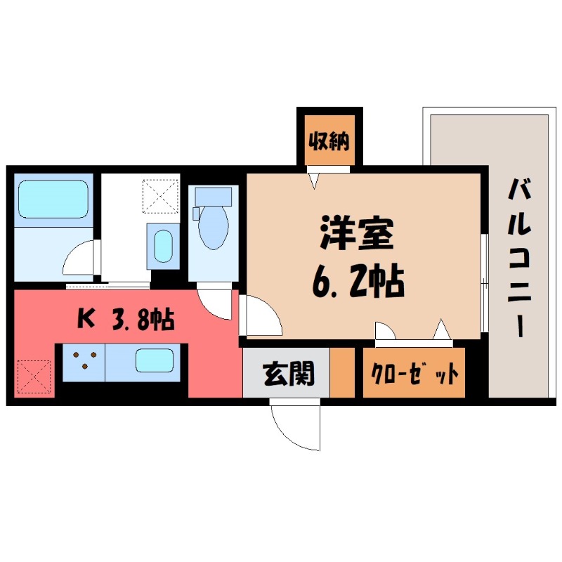 小山市中央町のアパートの間取り