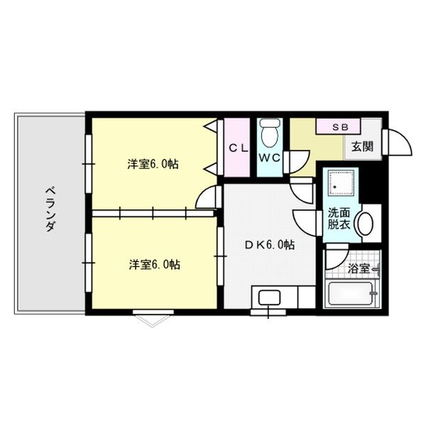 福岡市中央区那の川のマンションの間取り